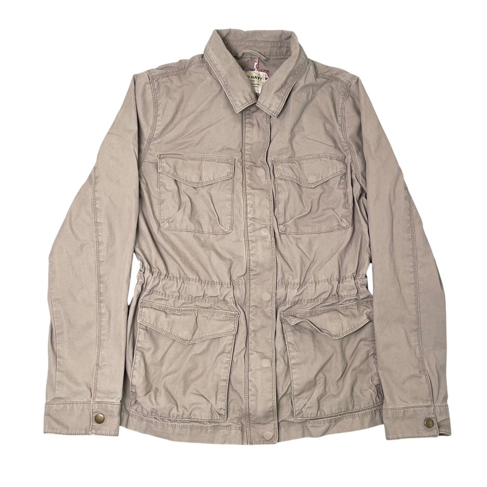 Old Navy Womens Medium Utility Field Jacket‎ Taupe Brown Cotton Military Safari